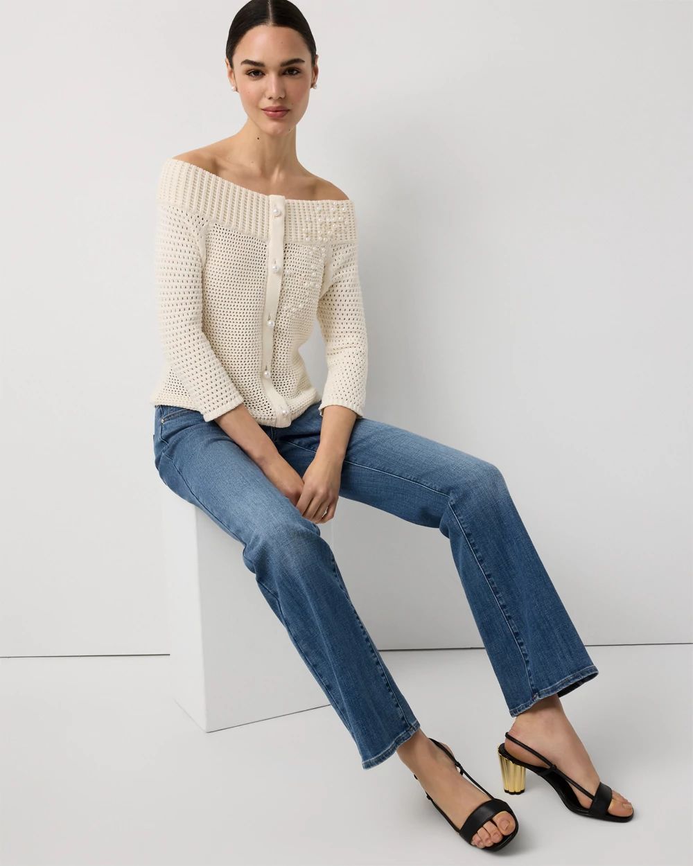 Off-The-Shoulder Embellished Pullover | White House Black Market